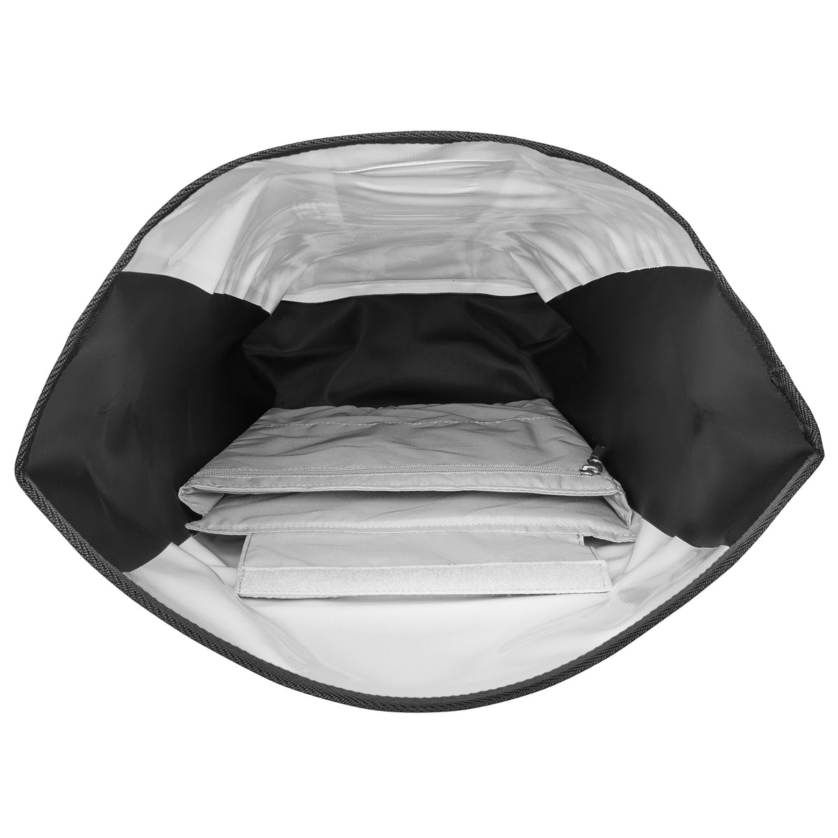 Inside view of ORTLIEB Velocity Design backpack with padded laptop compartment and zip pocket
