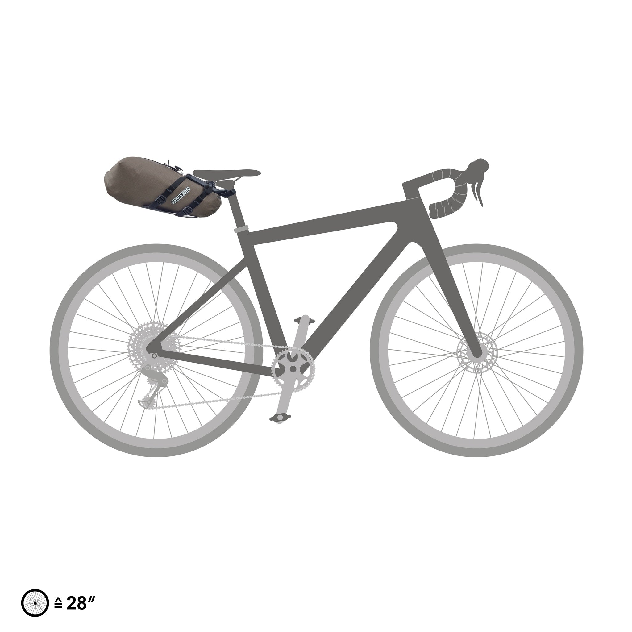 ORTLIEB Seat-Pack QR in dark-sand mounted on gravel bike on white background