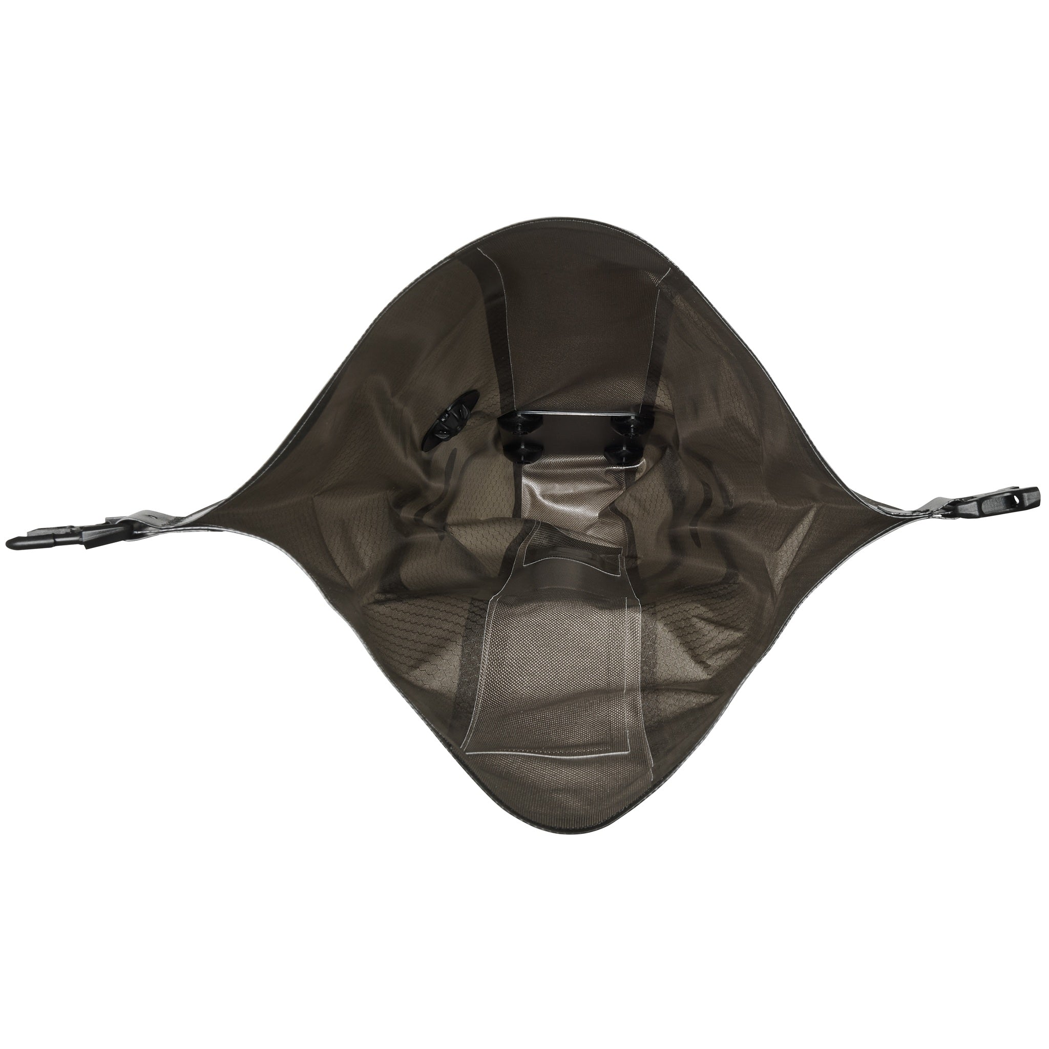Inside view of ORTLIEB Seat-Pack QR in dark-sand open showing internal structure
