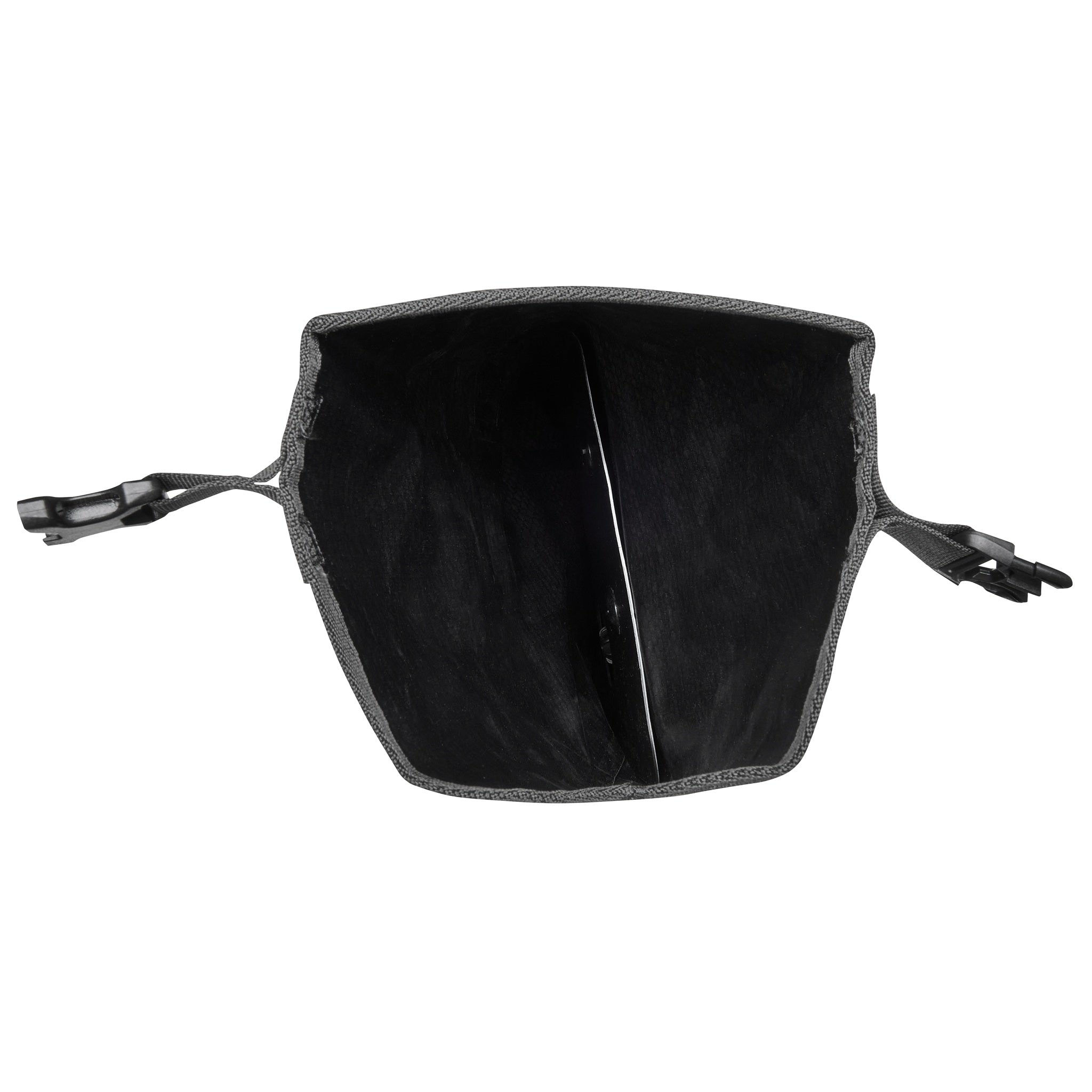 Interior view of ORTLIEB Handlebar-Pack Flex in black-matt with reinforced structure and waterproof fabric
